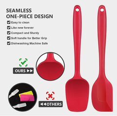 6-Piece Red Silicone Kitchen Spatula Set for Baking and Cooking