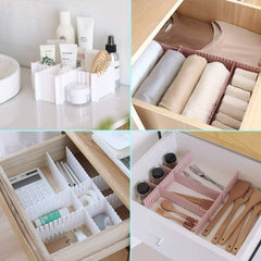 6-Piece Adjustable Drawer Organizer Set for Makeup & Office Storage