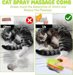 3-in-1 Electric Cat Steam Brush for Hair Removal and Grooming