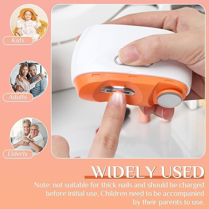 2-in-1 Electric Nail Clipper & Polisher with Light, Safe for All Ages
