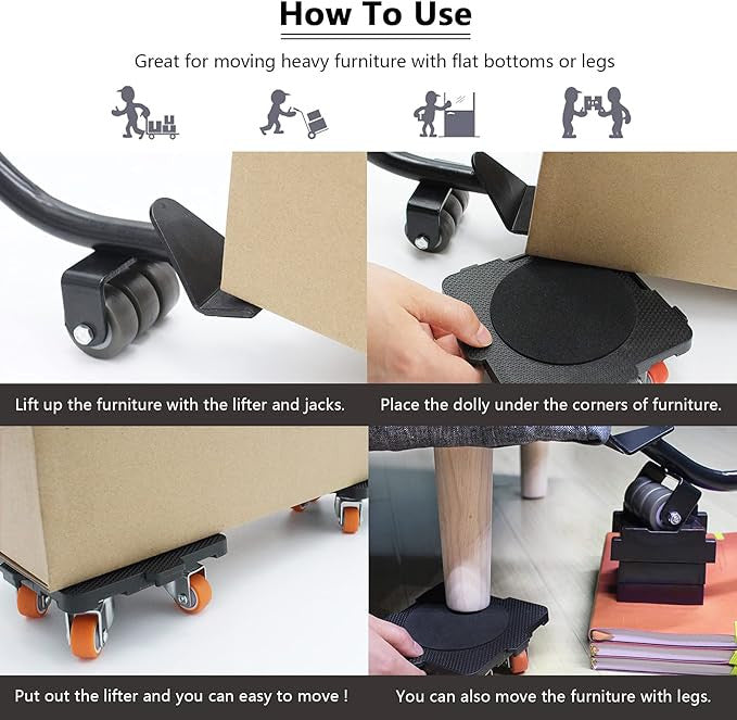 Heavy-Duty Rotating Furniture Lifter for Easy Moving on Wooden Floors