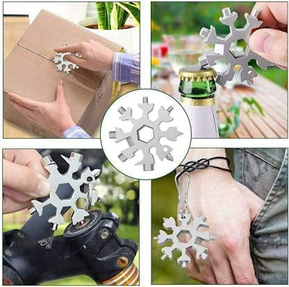 18-in-1 Snowflake Multi-Tool Keychain for Camping and Biking