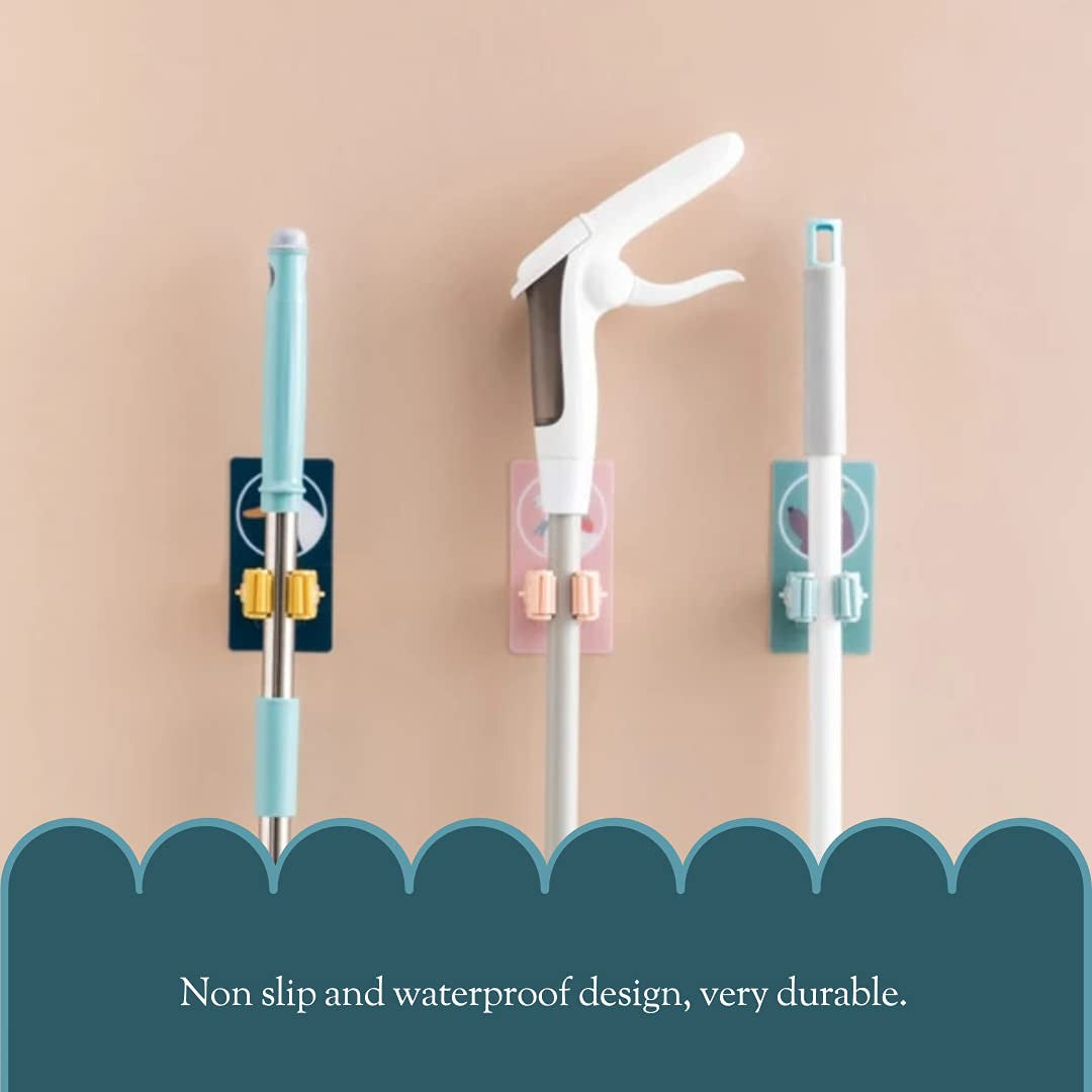 Cartoon Broom & Mop Holder Sticker - 1 Pc