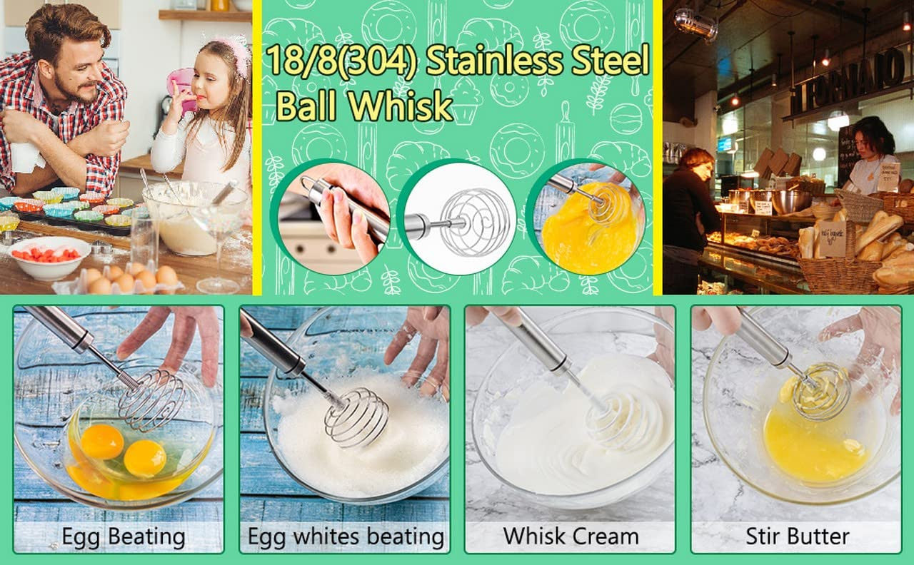 SS Spring Egg Beater & Milk Whipper - Easy to Clean, Durable, Versatile