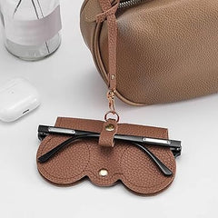 Leather Sunglasses Case with Adjustable Strap & Removable Hooks