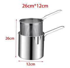 Stainless Steel Deep Frying Pot with Basket & Long Handle