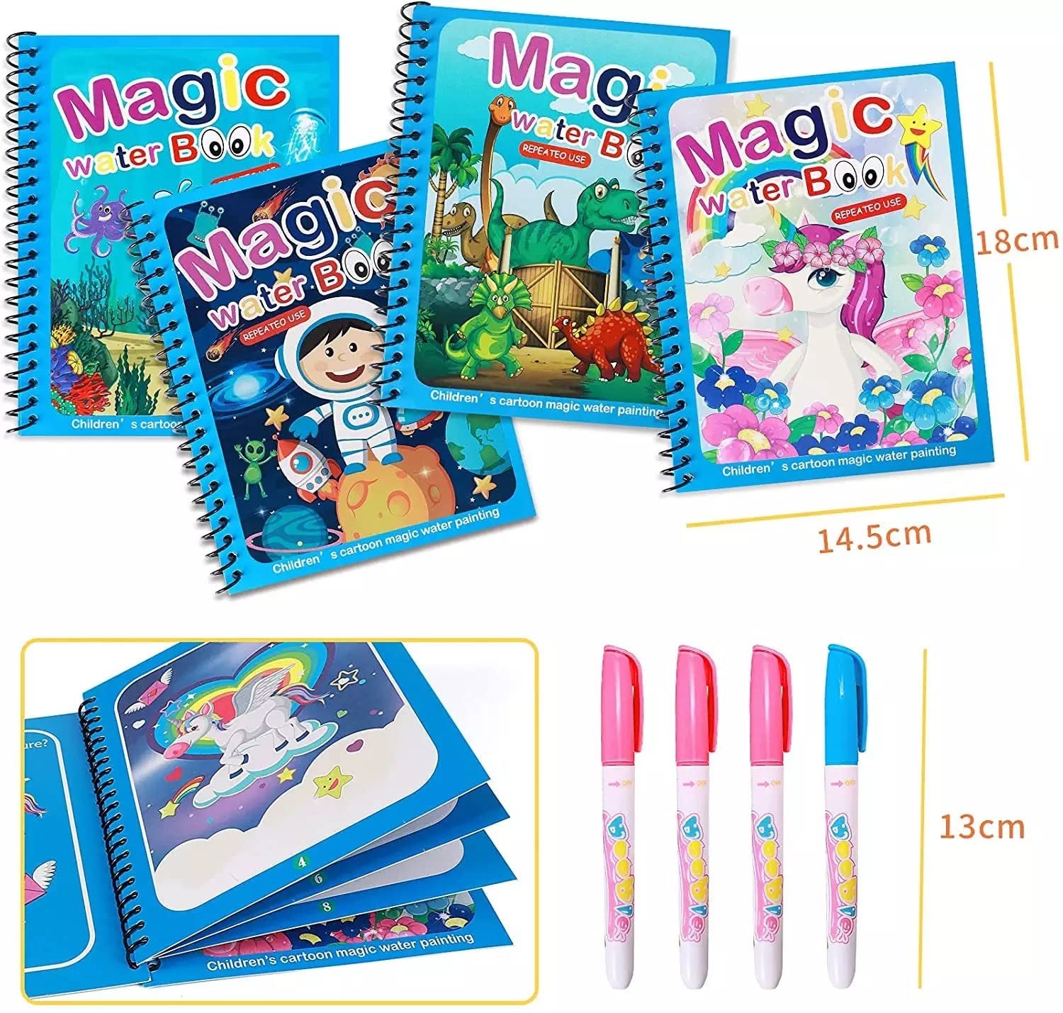 Magic Water Coloring Book for Kids with Pen - Fun & Educational Drawing Pad