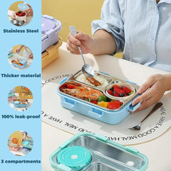 Premium 3-Section Stainless Steel Lunch Box with Soup Bowl & Cutlery