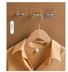 Multi-Functional Transparent Adhesive Wall Hook with Stainless Steel Load Capacity