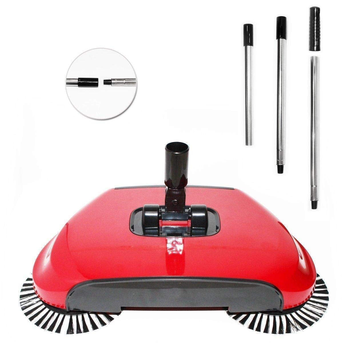 All-in-One Hand Push Sweeper with Adjustable Handle for Easy Floor Cleaning