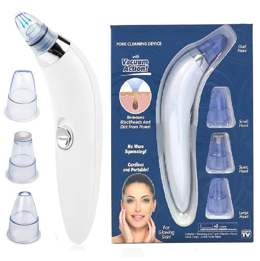 DermaSuction Blackhead & Pore Cleaner Kit with 4 Tips, Adjustable Intensity