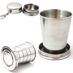 Portable Stainless Steel Collapsible Travel Cup with Key Chain