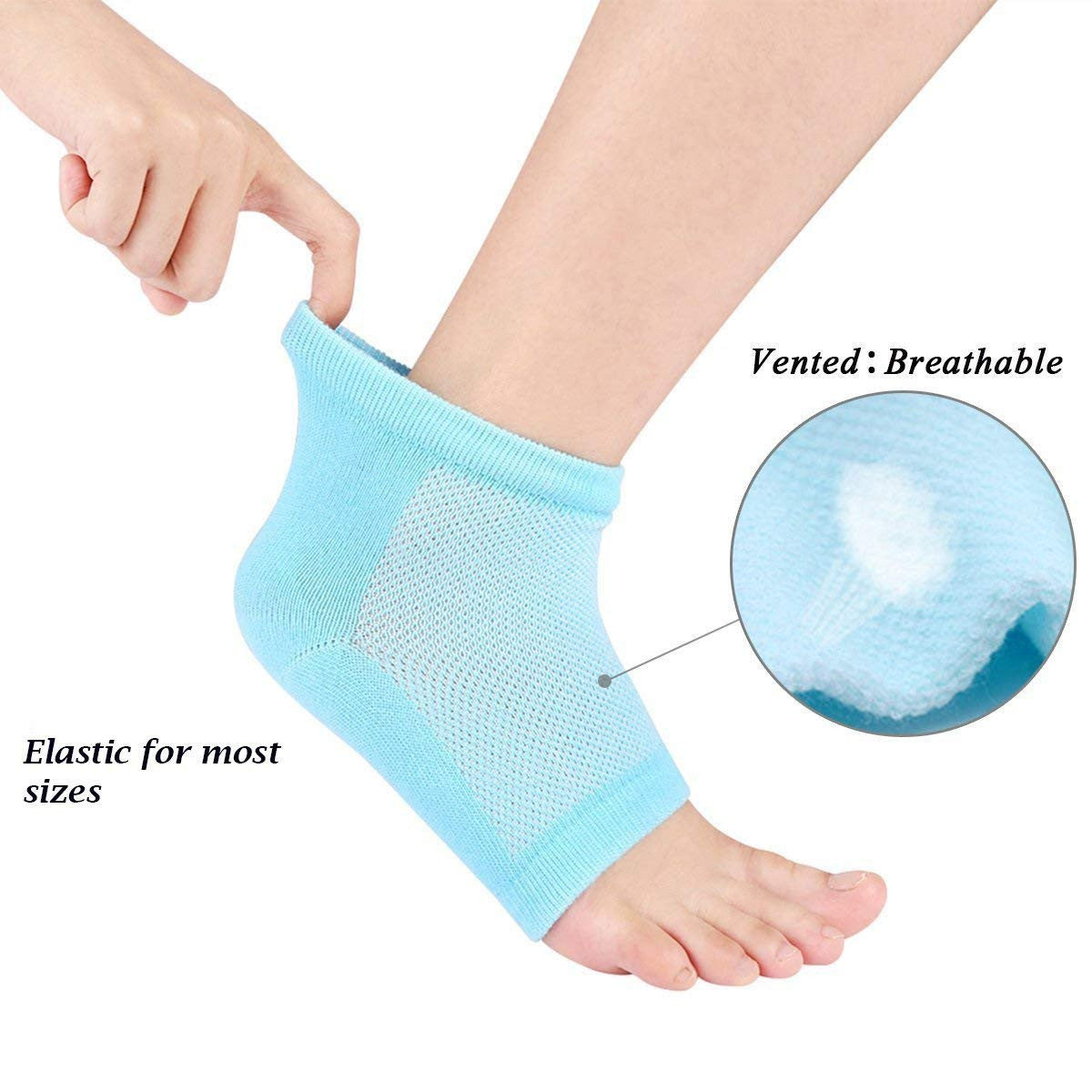 Gel Blue Heel Socks for Cracked Heel & Pain Relief - Men & Women