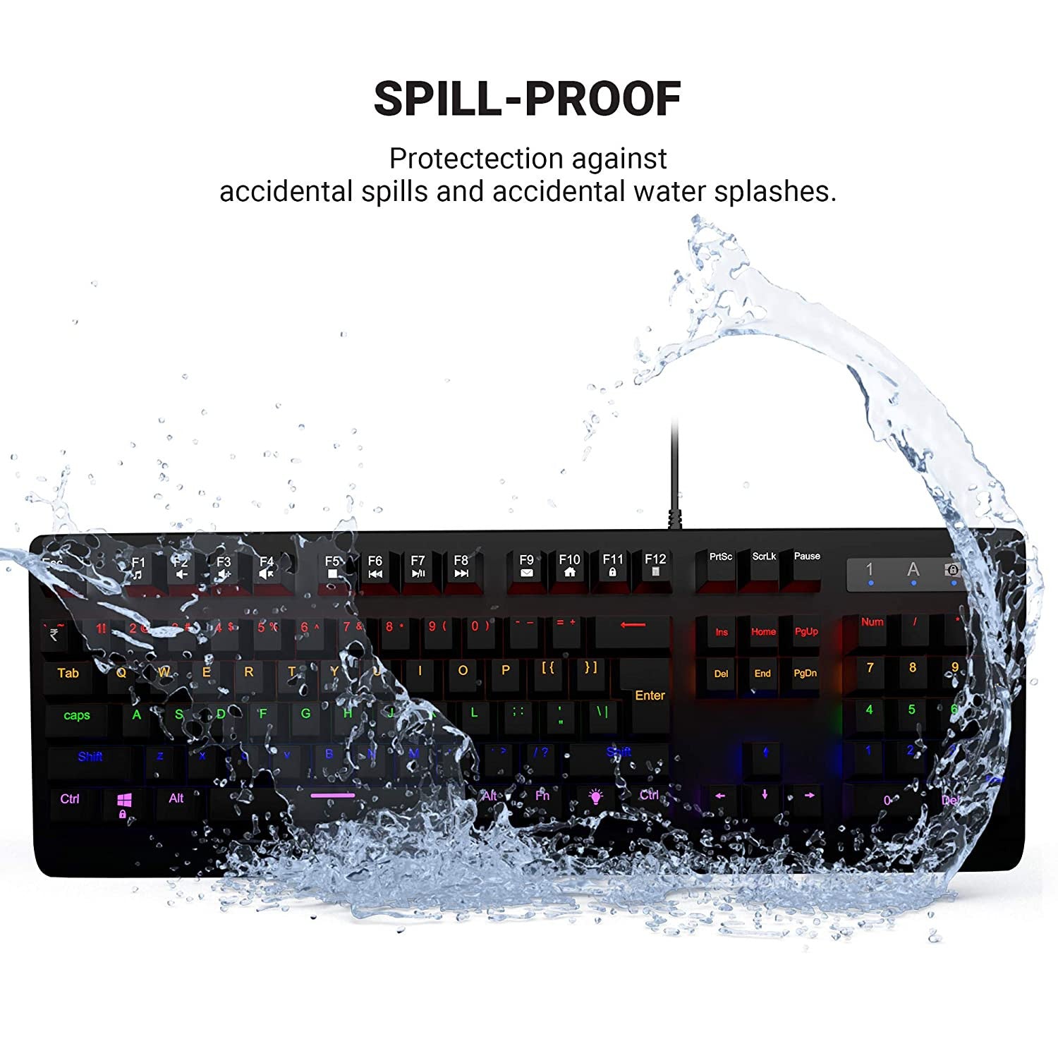 Black USB Mechanical Gaming Keyboard with LED Backlit, No Numlock