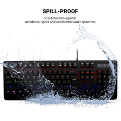 Black USB Mechanical Gaming Keyboard with LED Backlit, No Numlock