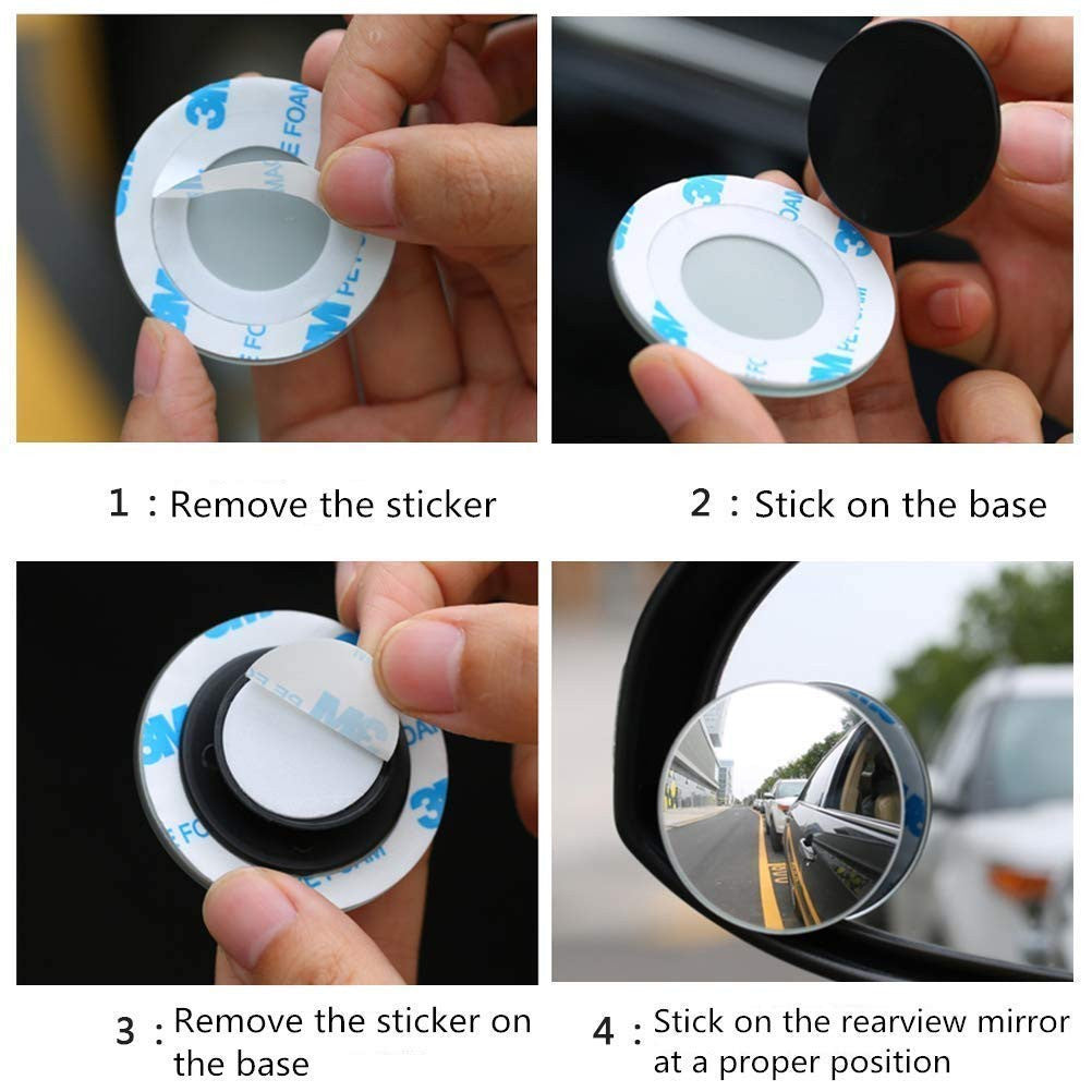 HD Frameless Blind Spot Mirror with Adjustable Swivel for Wide-Angle Visibility