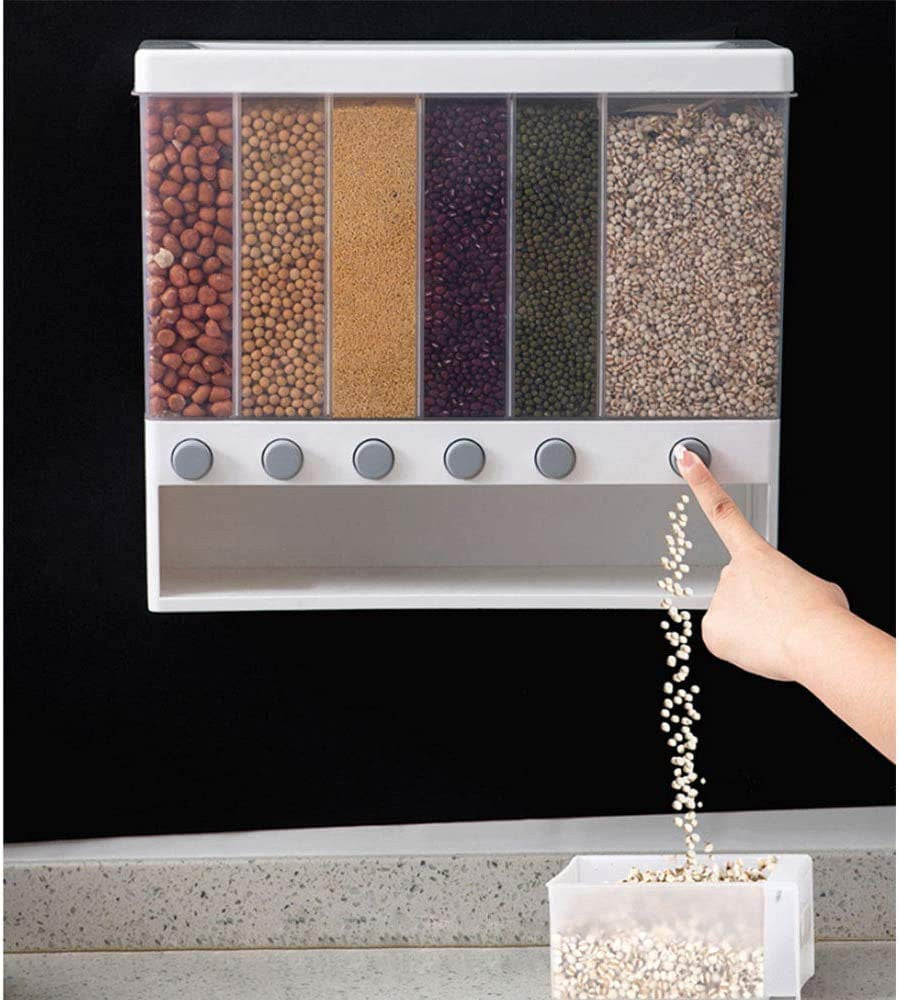 6-Compartment Wall Mount Food Storage Container with Sealing Lid