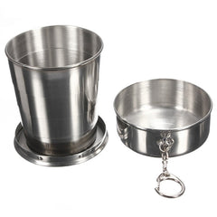 Portable Stainless Steel Collapsible Travel Cup with Key Chain