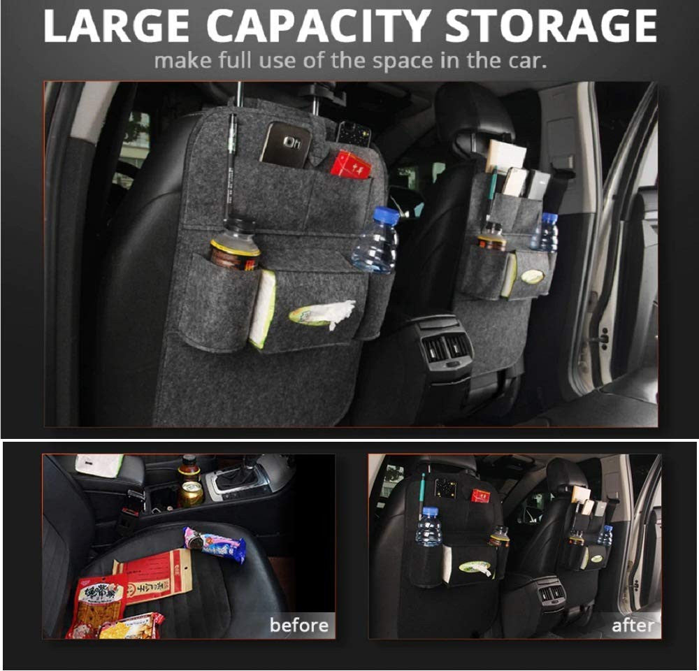 Luxury Car Seat Back Organizer with Multi-Pocket Storage for All Vehicles