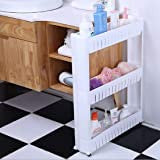 Slim 3-Layer Mobile Storage Rack for Kitchen, Bathroom & Bedroom