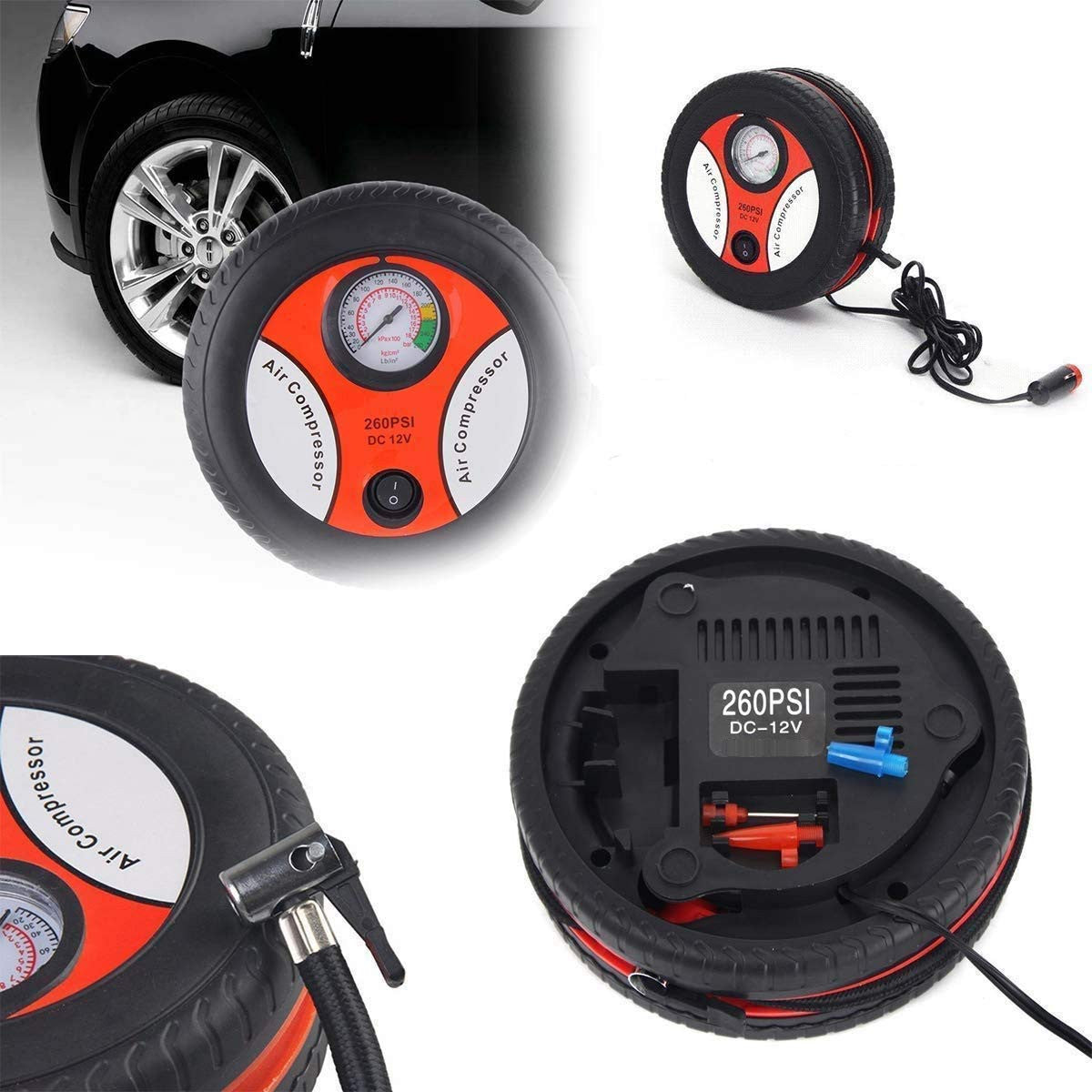 Portable 12V Electric Air Compressor Pump for Car, Bike & Inflatable Items