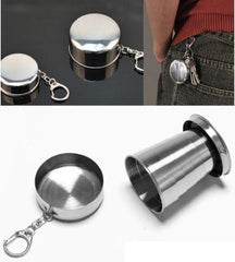 Portable Stainless Steel Collapsible Travel Cup with Key Chain
