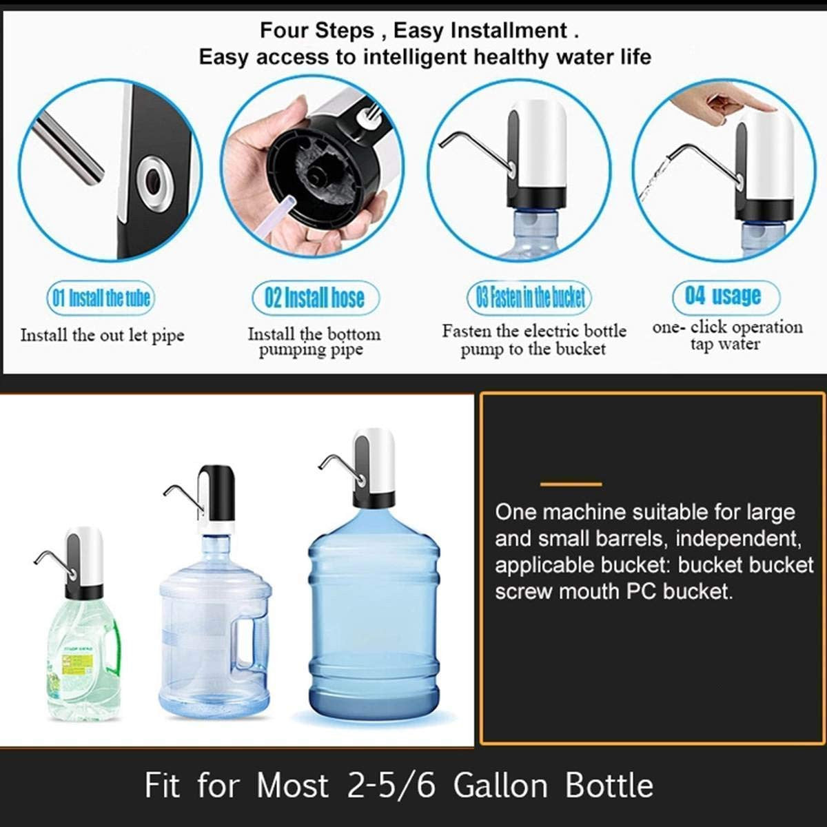 Portable USB Rechargeable Automatic Water Dispenser for 5-20L Bottles