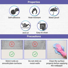 Premium PVC Self Adhesive Wallpaper 500x45cm Peel & Stick Easy to Install