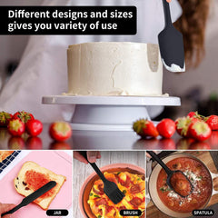 6-Piece Black Silicone Kitchen Spatula Set with Stainless Steel Core