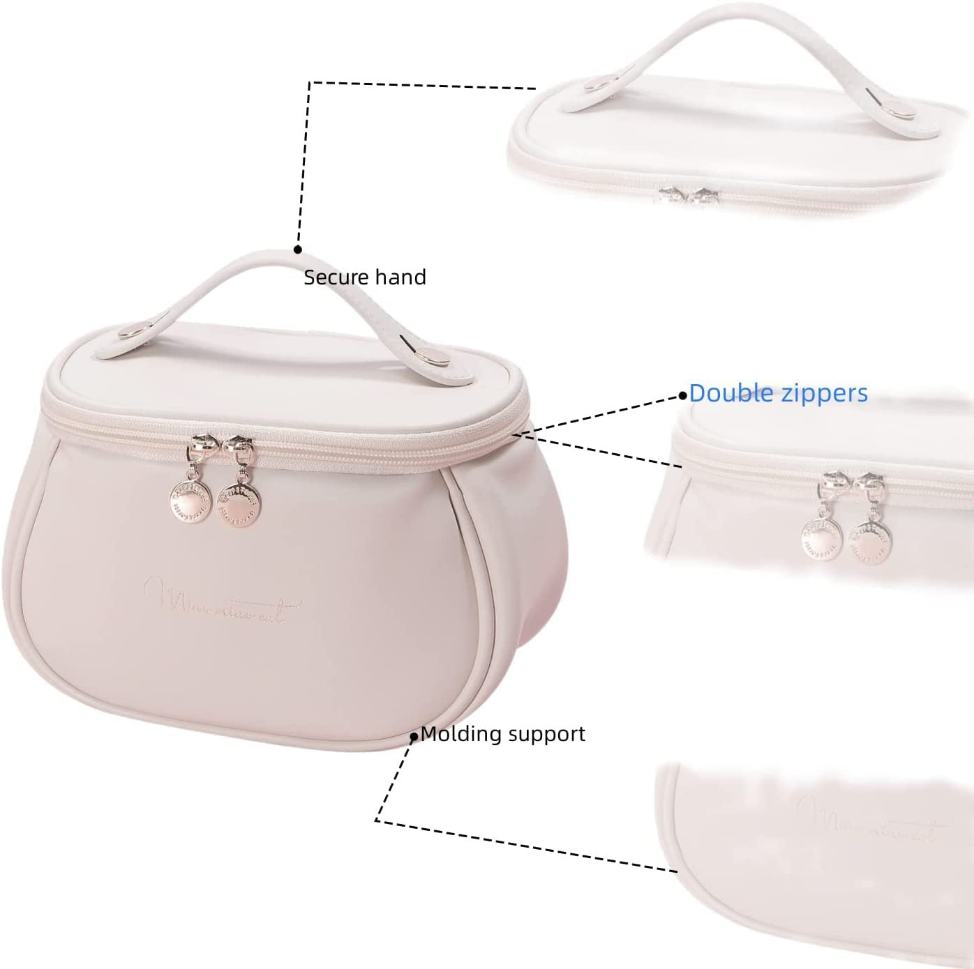 Large Leather Cosmetic Bag - Waterproof Travel Makeup Organizer