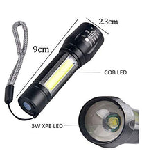 2-in-1 Mini Rechargeable LED Torch with Adjustable Focus for Outdoor & Emergency