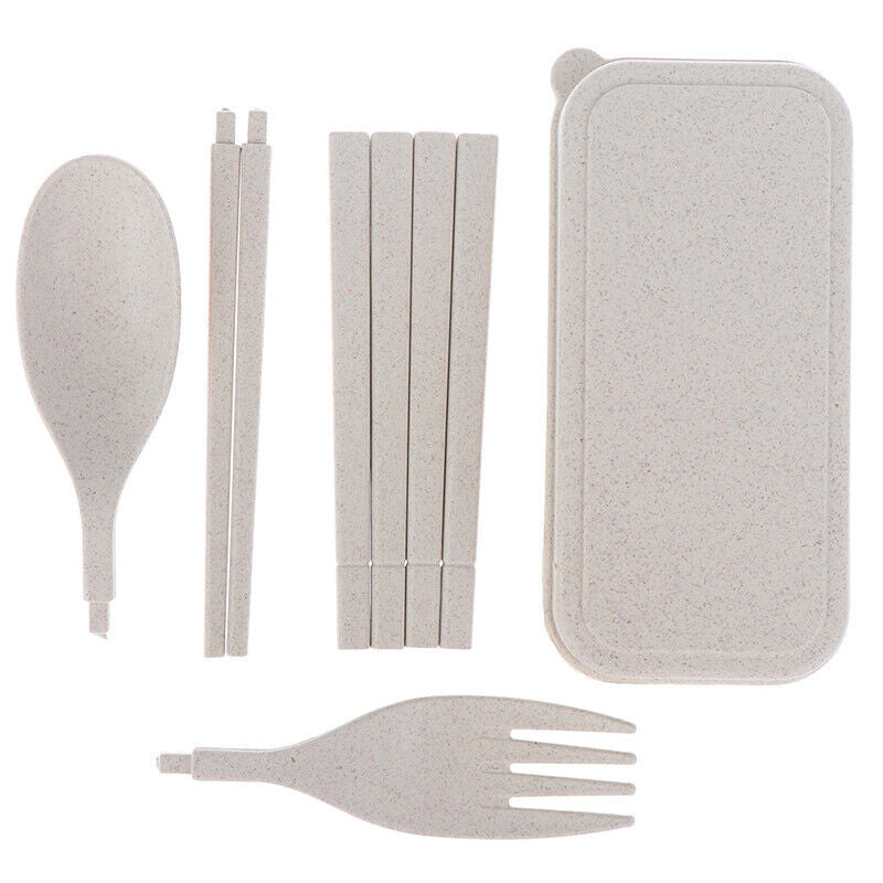 Eco-Friendly Wheat Straw Foldable Cutlery Set with Box