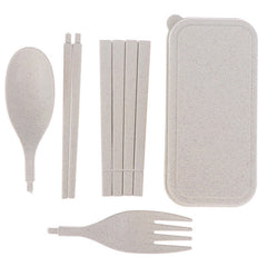 Eco-Friendly Wheat Straw Foldable Cutlery Set with Box