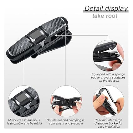 360° Rotating Car Sunglass Holder with Sun Visor Clip