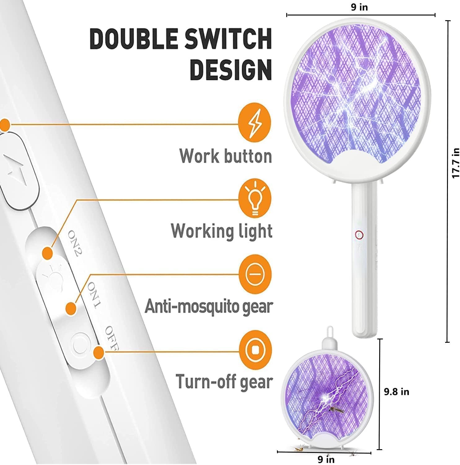 Rechargeable Electric Mosquito Racket - Portable Fly Swatter