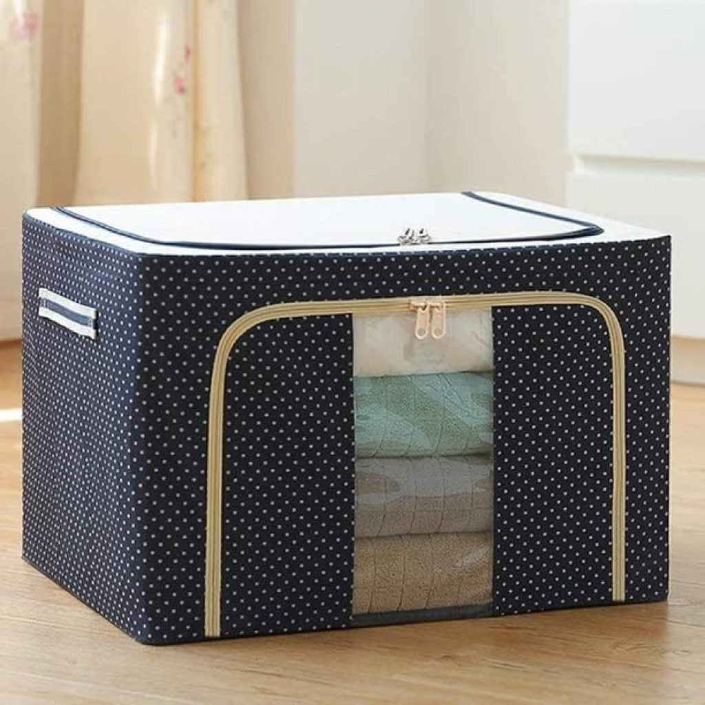 66L Foldable Steel Frame Storage Bag – Cloths, Bed Sheets & Organizer