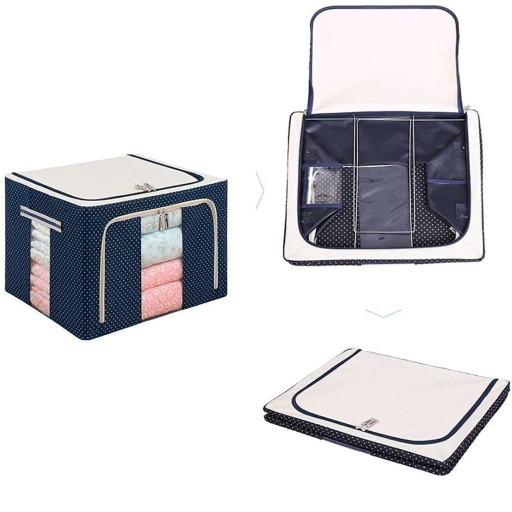 66L Foldable Steel Frame Storage Bag – Cloths, Bed Sheets & Organizer