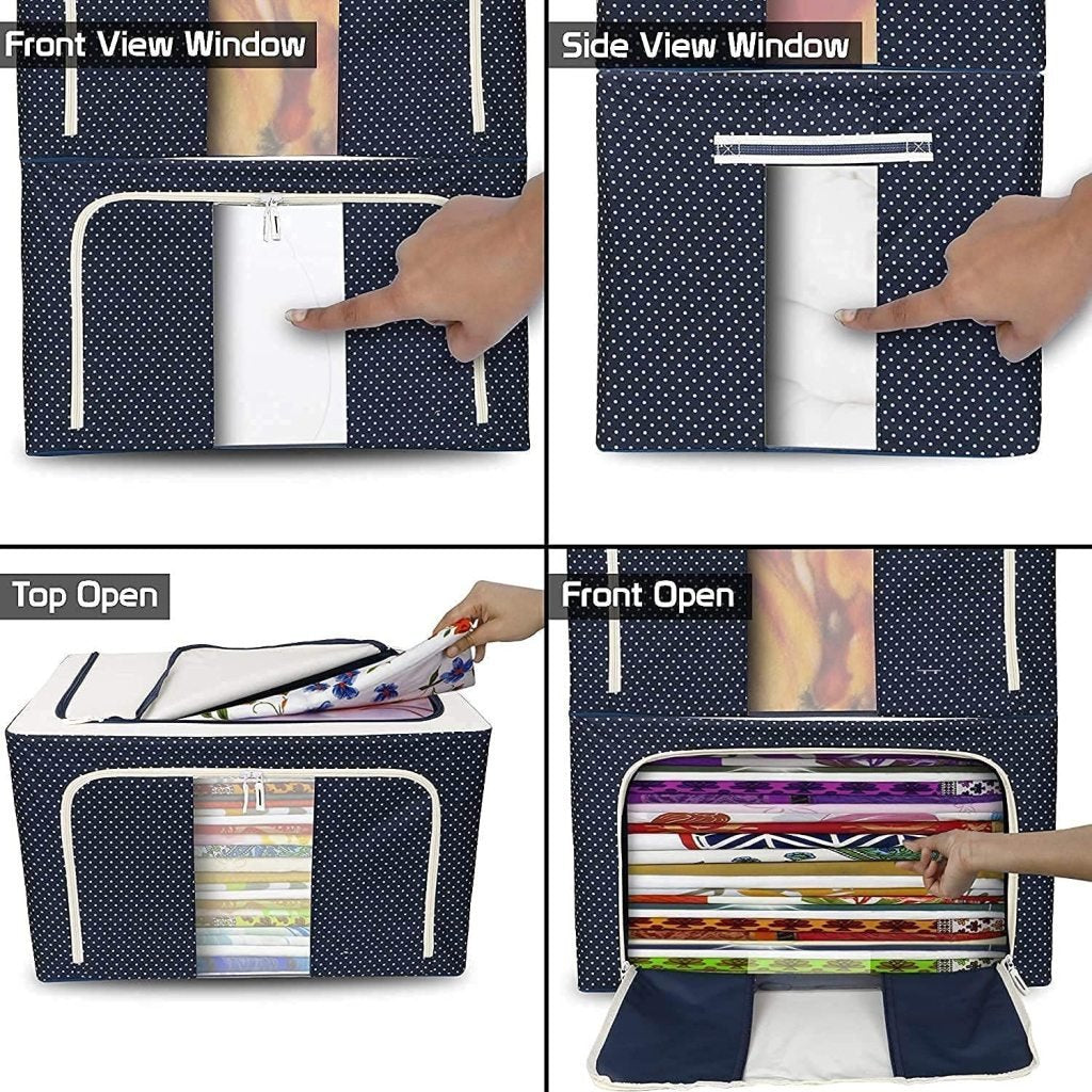 66L Foldable Steel Frame Storage Bag – Cloths, Bed Sheets & Organizer
