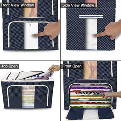 66L Foldable Steel Frame Storage Bag – Cloths, Bed Sheets & Organizer