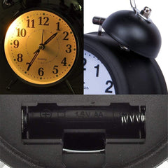Twin Bell Vintage Alarm Clock Black & White with Backlight