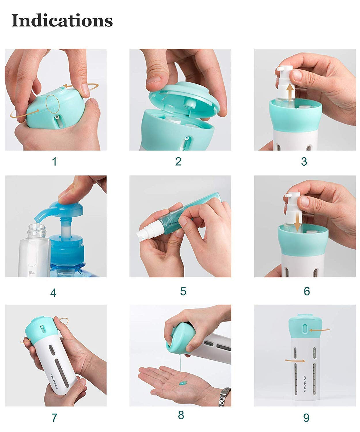 Smart 4-in-1 Travel Dispenser Bottle Set Leakproof Refillable Toiletry Organizer