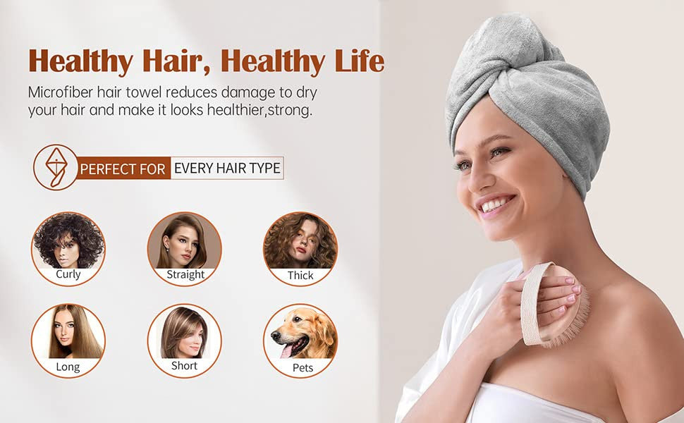 Big Microfiber Hair Wrap Towel - Quick Dry, Absorbent & Gentle