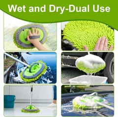 2-in-1 Car Cleaning Brush & Mop Kit with Long Handle