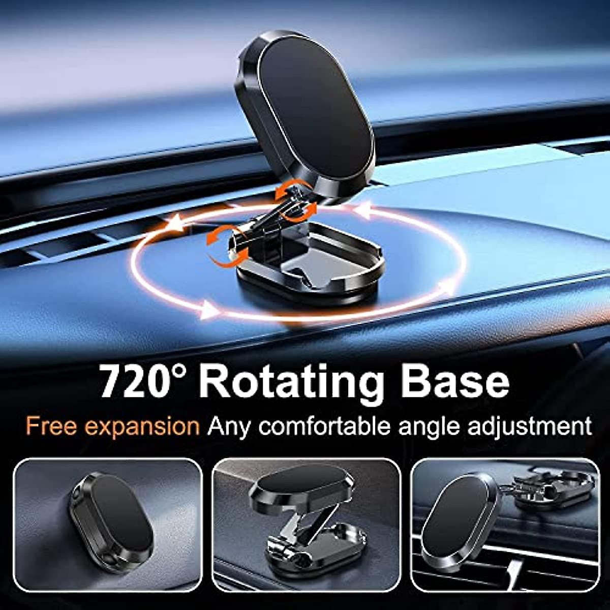 Magnetic 360° Rotating Car Phone Holder with Strong Suction