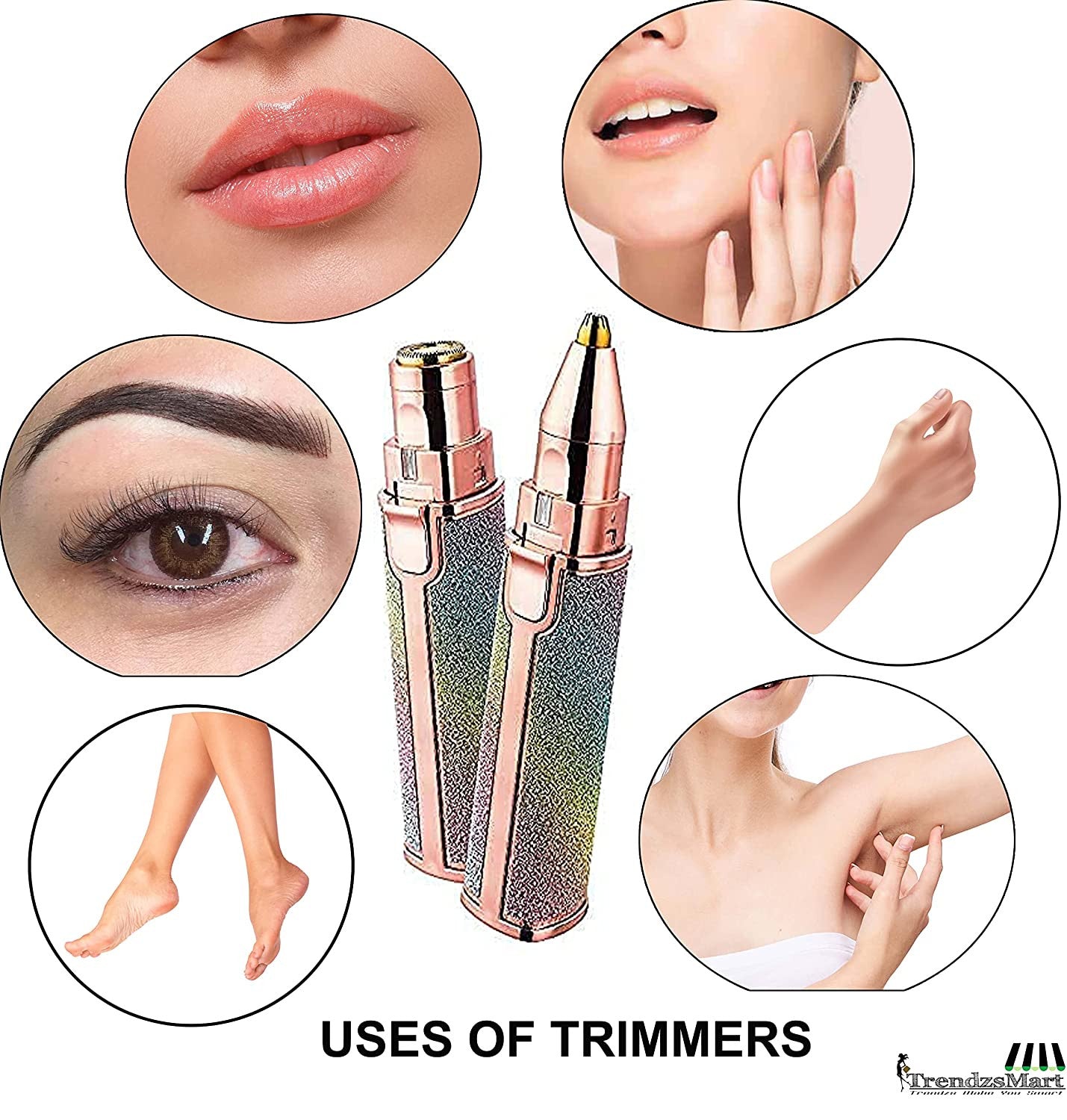 Rainbow 2-in-1 USB Facial & Body Hair Trimmer for Ladies