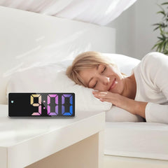 Rainbow LED Digital Alarm Clock – Modern Small Display