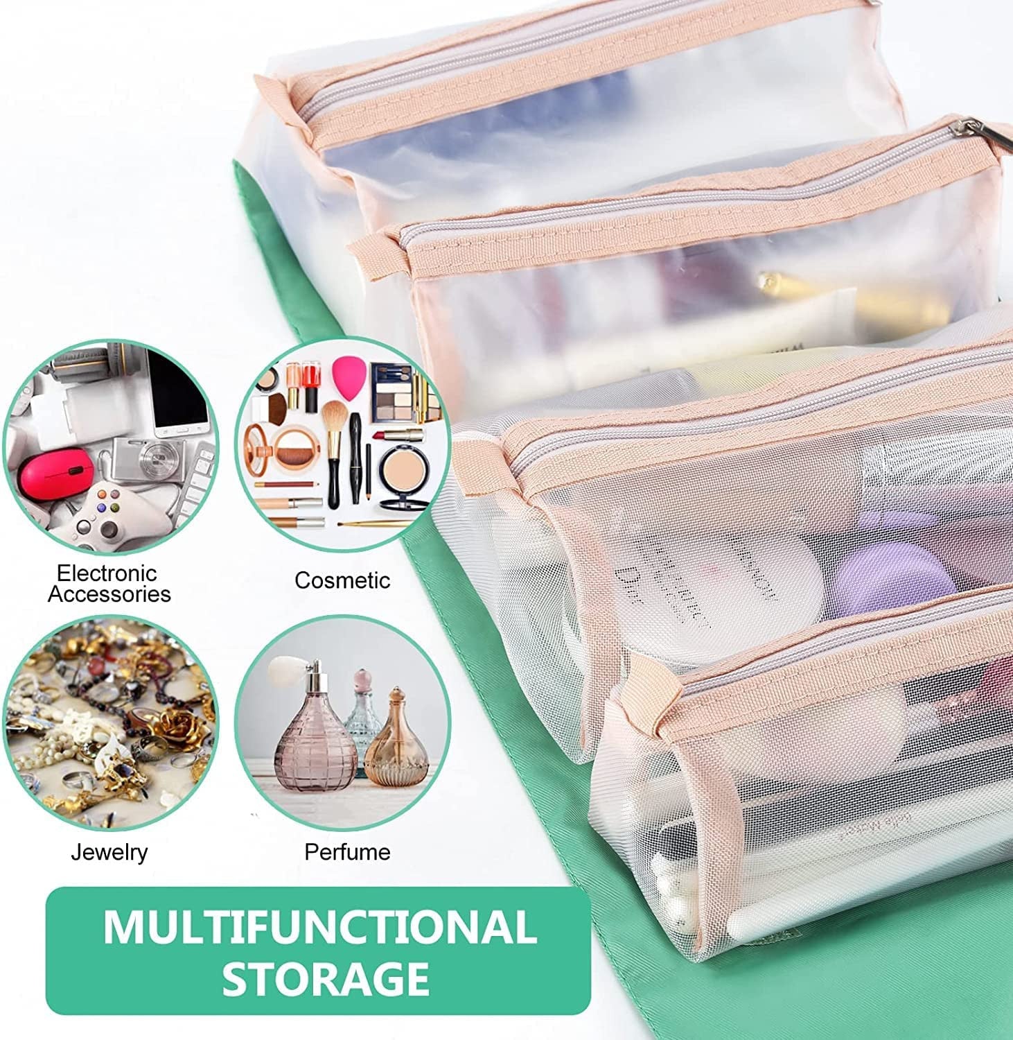 4-in-1 Foldable Travel Toiletry Bag with Detachable Cosmetic Organizer