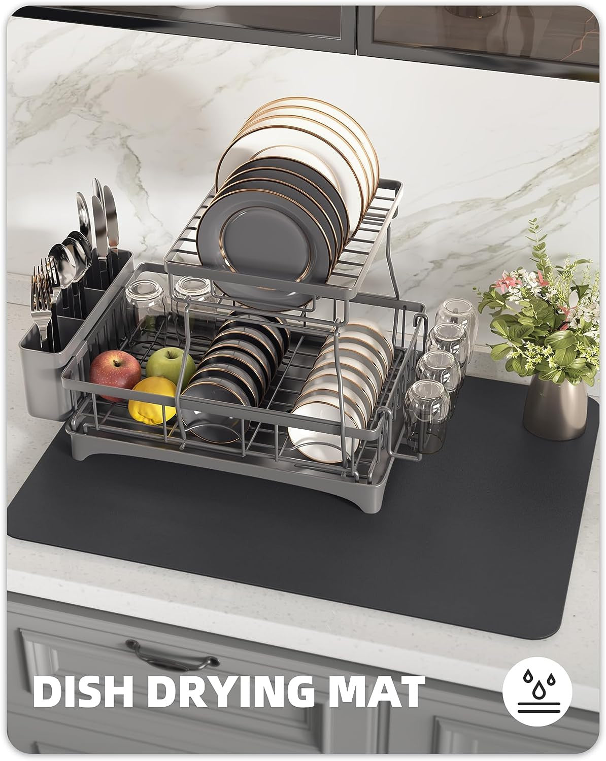 Ultra Absorbent Microfiber Dish Drying Mat 40x30cm for Kitchen