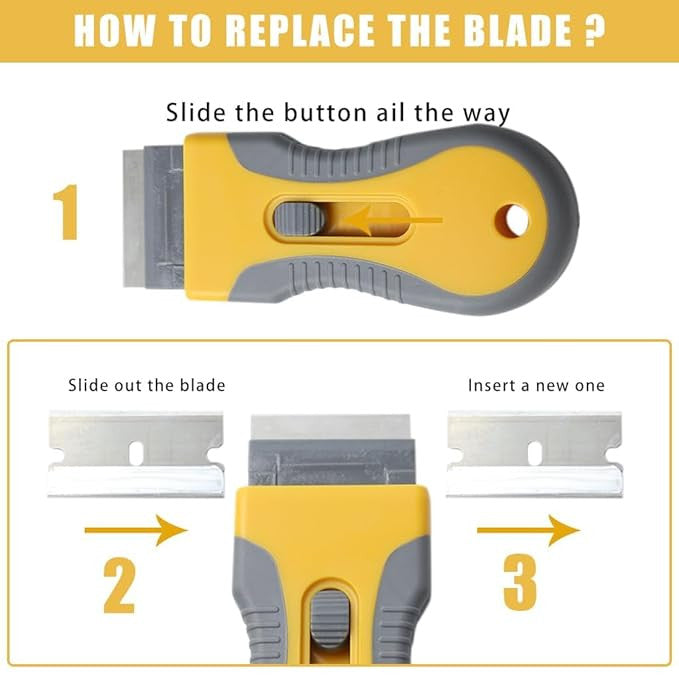 Heavy-Duty Metal Paint Scraper with 15 Replacement Blades