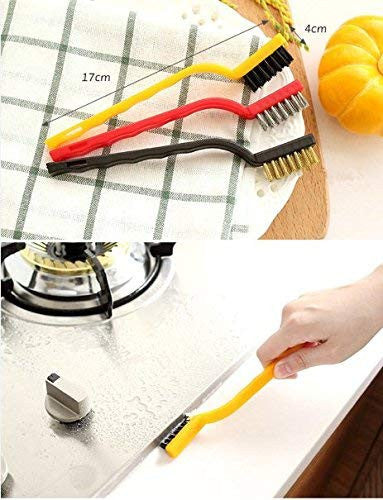 3-Piece Mini Wire Brush Set for Household Cleaning and Scrubbing